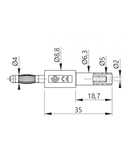 Electro PJP Ada1056 blue adapter from Ø4mm plug to Ø2mm socket