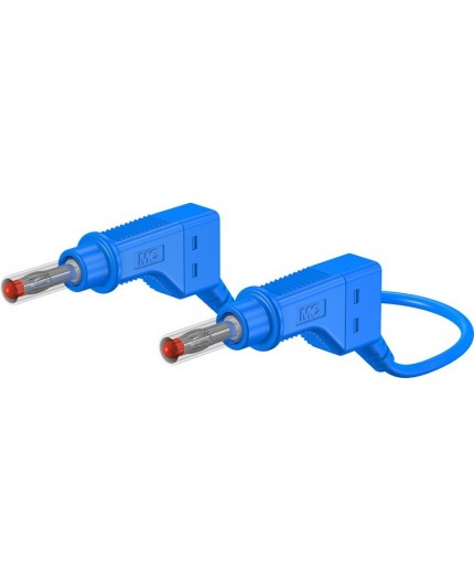 Cavetto di collegamento di sicurezza 4mm. con da ambo i lati spinotto retroinseribile con cappuccio retrattile. Lunghezza 100cm.