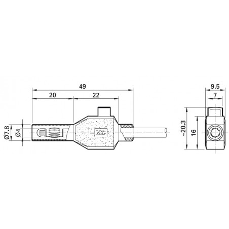 Staubli 22.3007-21 safety 4mm. clip-on plug