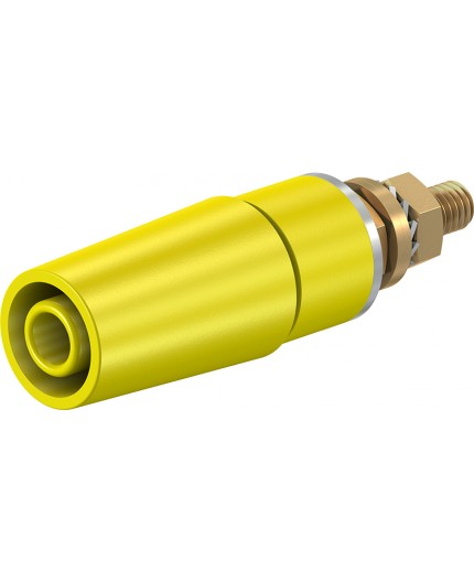 Boccola di sicurezza 4mm. dorata per montaggio sporgente.