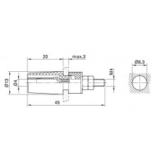Boccola di sicurezza 4mm. nichelata per montaggio sporgente.